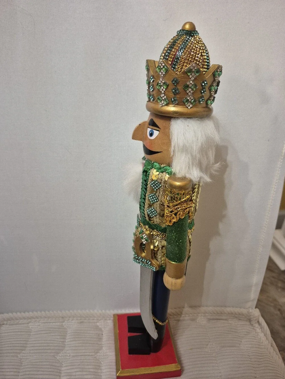 Green and Gold Nutcracker Holiday Figurine - Unbranded